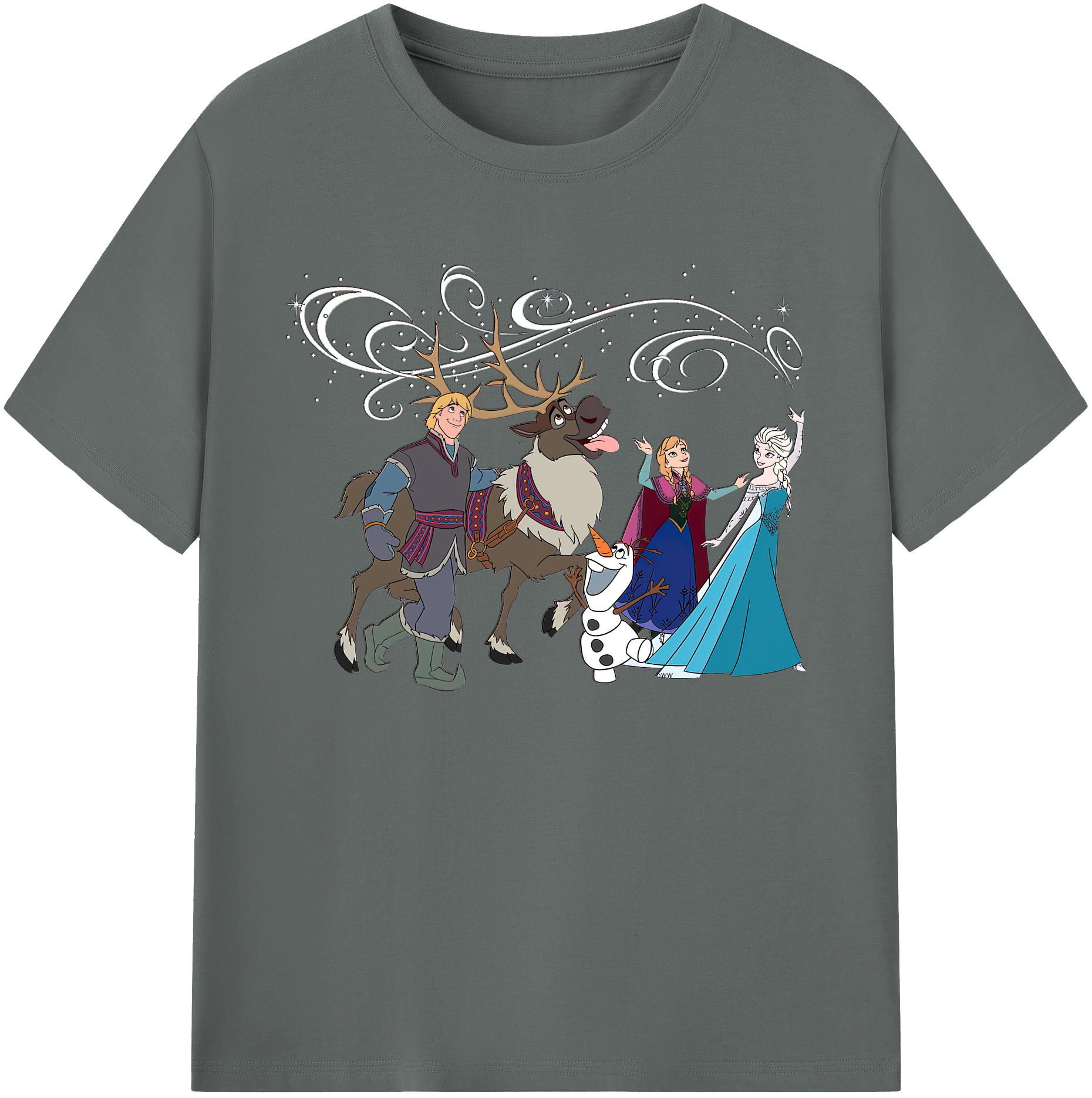（画像用） アナと雪の女王 アンナ エルサ Frozen Anna Elsa 綿100％ メンズ半袖Tシャツ｜肌触りやわらか＆通気性